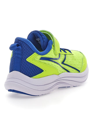 Fluoreszierende gelbe und blaue Sneakers mit Klettverschluss und elastischen Schnürsenkeln Diadora Snipe 2 JR