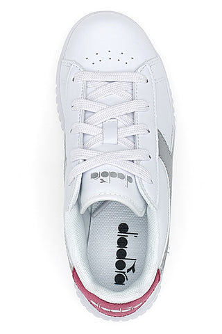 Weiße Sneakers mit silbernem Logo und fuchsiafarbenem Detail DIADORA GAME STEP METAL PS