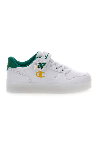 Weiße und grüne Sneakers mit Klettverschluss und elastischen Schnürsenkeln CHAMPION GLW B PS