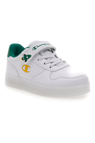 Weiße und grüne Sneakers mit Klettverschluss und elastischen Schnürsenkeln CHAMPION GLW B PS