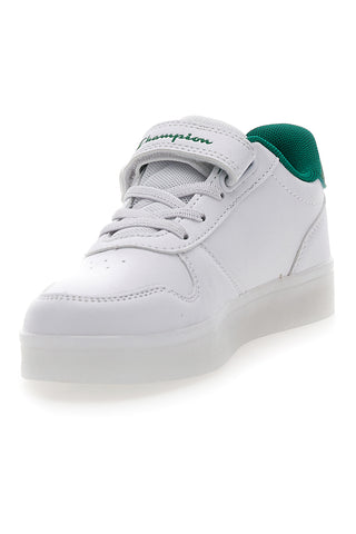 Weiße und grüne Sneakers mit Klettverschluss und elastischen Schnürsenkeln CHAMPION GLW B PS