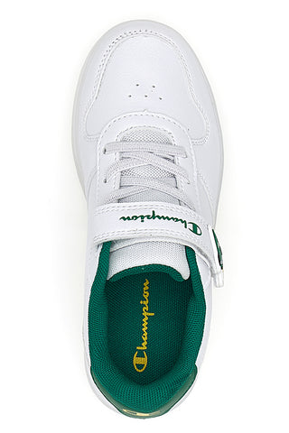 Weiße und grüne Sneakers mit Klettverschluss und elastischen Schnürsenkeln CHAMPION GLW B PS