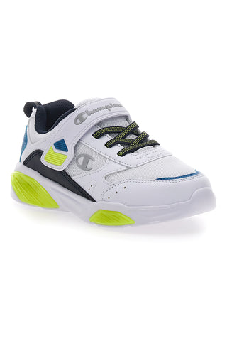 Weiße Sneakers mit Lichtern und blauen und grünen Details CHAMPION WAVE B PS