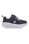 Marineblaue Sneakers mit elastischen Schnürsenkeln und rosa Logo CHAMPION HRO G PS Low Cut Schuh