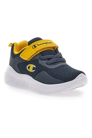 Marineblaue und gelbe Lauflernschuhe mit Klettverschluss CHAMPION SOFTY EVOLVE B TD