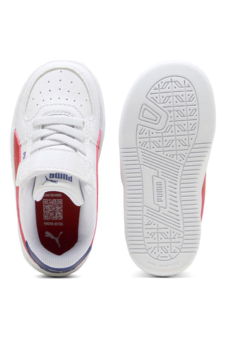 Weiße Sneakers mit rotem Seitenlogo und Klettverschluss Puma Caven 2.0 AC+ Inf