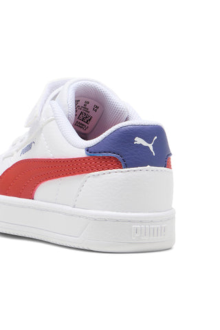 Weiße Sneakers mit rotem Seitenlogo und Klettverschluss Puma Caven 2.0 AC+ Inf