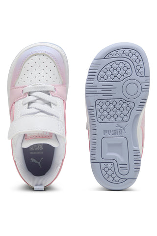 Weiße und rosafarbene Puma Rebound V6 Lo Blurry Dreams AC+ Inf-Sneaker