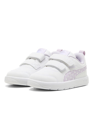 Weiße und lila Turnschuhe Puma Courtflex V3 Dotty V Inf