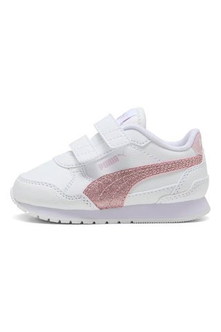 Sneakers Bianche e Rosa Puma St Runner V4 Sl Glitter V Inf
