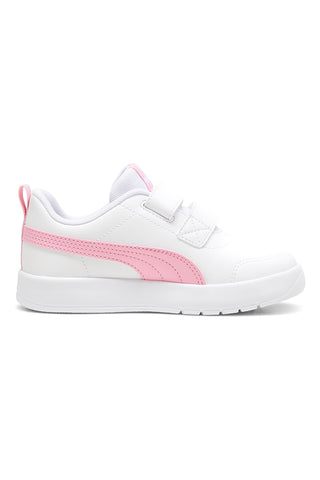 Puma – Courtflex v3 PS – Weiße und rosa Turnschuhe