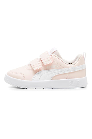 Puma Courtflex V3 V PS – Rosa-weiße Sneaker mit Riemen