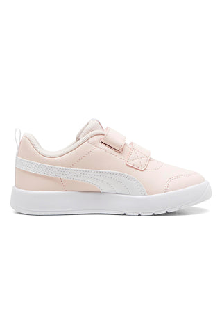 Puma Courtflex V3 V PS – Rosa-weiße Sneaker mit Riemen