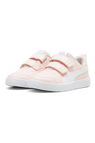 Puma Courtflex V3 V PS – Rosa-weiße Sneaker mit Riemen