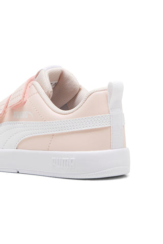 Puma Courtflex V3 V PS – Rosa-weiße Sneaker mit Riemen
