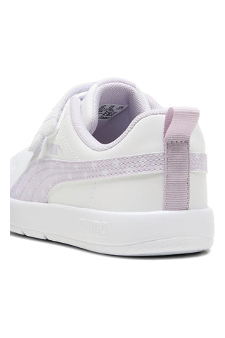 Weiße Sneakers mit lila Tupfendetails und Klettverschluss PUMA Courtflex V3 Dotty V PS