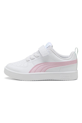 Weiße Sneakers mit rosa Seitenlogo und Klettverschluss Puma RICKIE AC+PS