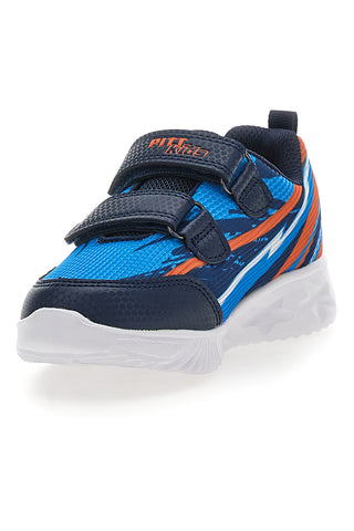 Blaue und orange Sneakers mit Klettverschluss und Lichtern PITT KIDS K21900