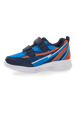 Blaue und orange Sneakers mit Klettverschluss und Lichtern PITT KIDS K21900