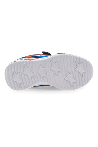 Blaue und orange Sneakers mit Klettverschluss und Lichtern PITT KIDS K21900