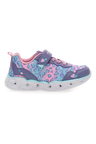 Rosa-lila Sneakers mit Klettverschluss und integrierten Lichtern PITT KIDS K211270