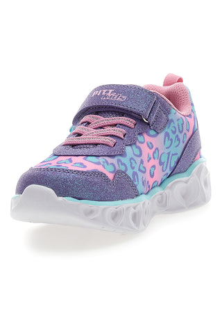 Rosa-lila Sneakers mit Klettverschluss und integrierten Lichtern PITT KIDS K211270