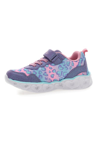 Rosa-lila Sneakers mit Klettverschluss und integrierten Lichtern PITT KIDS K211270
