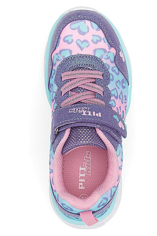 Rosa-lila Sneakers mit Klettverschluss und integrierten Lichtern PITT KIDS K211270