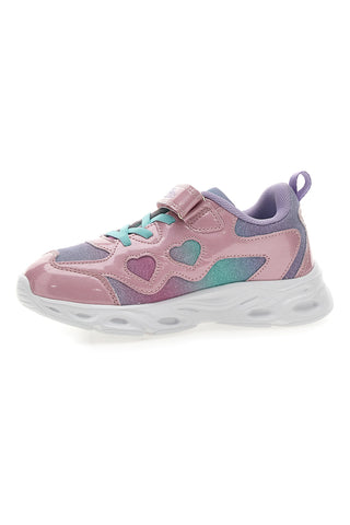 Rosa-weiße Sneakers mit Lichtern PITT KIDS K2517