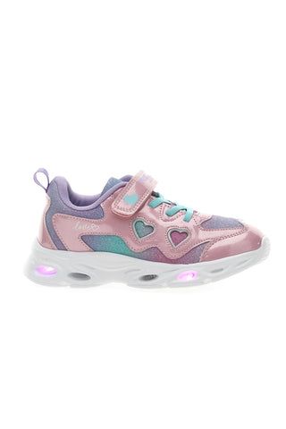 Rosa-weiße Sneakers mit Lichtern PITT KIDS K2517