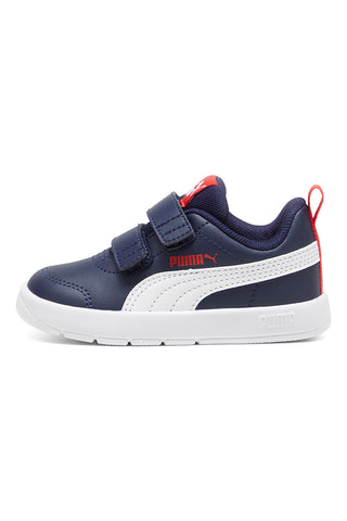 Blaue Sneakers mit Doppelriemen und weißen Details Puma Courtflex V3 V Inf