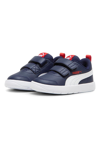 Sneakers blu con doppio strappo e dettagli bianchi Puma Courtflex V3 V Inf