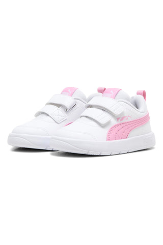 Sneakers bianche con dettagli rosa e strappi regolabili Puma Courtflex V3 V Inf