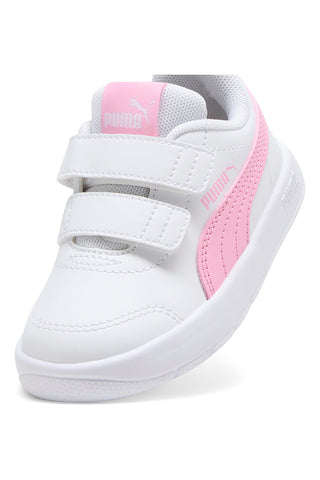 Sneakers bianche con dettagli rosa e strappi regolabili Puma Courtflex V3 V Inf