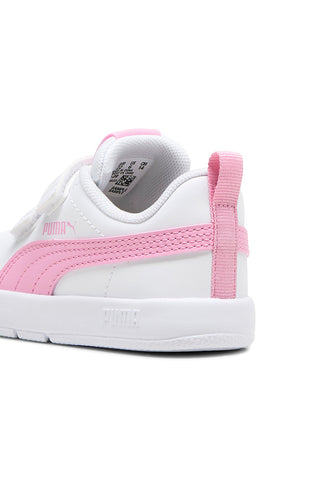 Sneakers bianche con dettagli rosa e strappi regolabili Puma Courtflex V3 V Inf