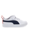 Weiße Sneakers mit Klettverschluss und marineblauen Details Puma Rickie AC+ Inf