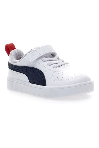 Weiße Sneakers mit Klettverschluss und marineblauen Details Puma Rickie AC+ Inf