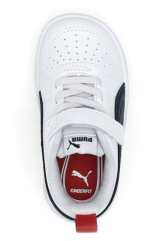 Weiße Sneakers mit Klettverschluss und marineblauen Details Puma Rickie AC+ Inf