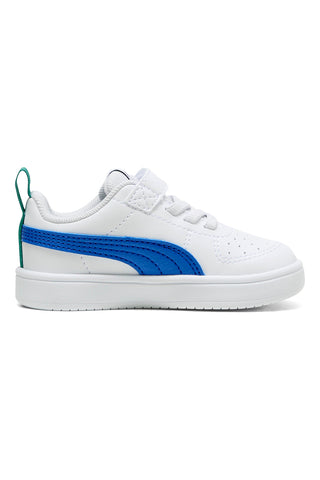 Weiße Sneakers mit blauen Details und Schlaufe hinten Puma Rickie AC+ Inf