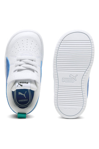 Weiße Sneakers mit blauen Details und Schlaufe hinten Puma Rickie AC+ Inf