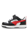 Puma Rebound V6 Lo AC+ Inf Kinder-Sneaker in Schwarz und Weiß mit roten Details