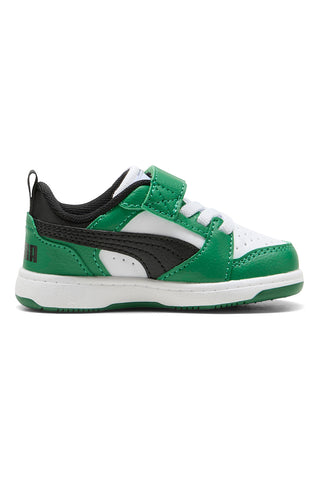Sneakers bianche e verdi con strappo Puma Rebound V6 Lo AC+ Inf