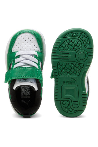 Puma Rebound V6 Lo AC+ Inf Sneakers mit Klettverschluss in Weiß und Grün