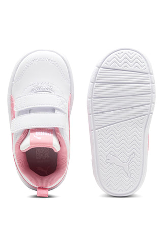 Sneakers bianche e rosa con strappo e dettagli a pois Puma Courtflex V3 Dotty V Inf