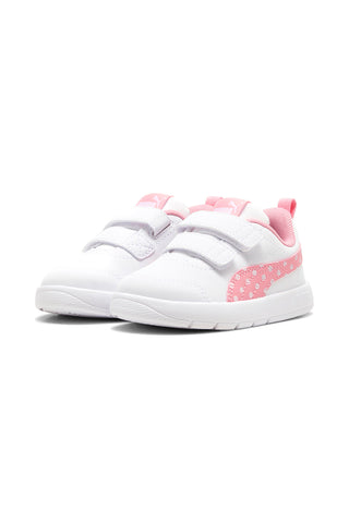 Sneakers bianche e rosa con strappo e dettagli a pois Puma Courtflex V3 Dotty V Inf