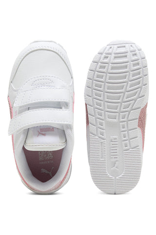 Sneakers bianche con glitter rosa e doppio strappo Puma ST Runner v4 SL GlitterV Inf