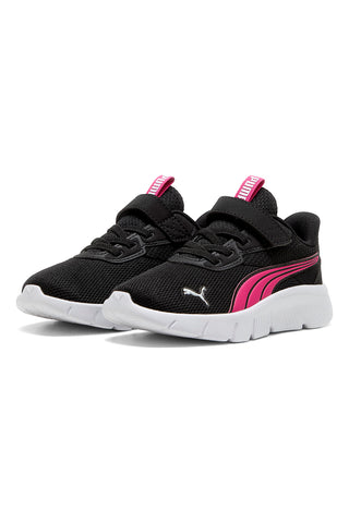 Puma FlexFocus Modern AC+ PS – Schwarze Sneakers mit Klettverschluss und fuchsiafarbenen Details