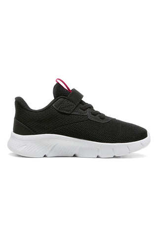 Puma FlexFocus Modern AC+ PS – Schwarze Sneakers mit Klettverschluss und fuchsiafarbenen Details