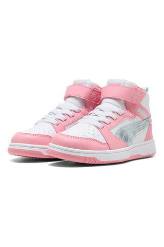 Sneakers alte bianche e rosa Puma Rebound V6 Mid Space Belle AC+PS