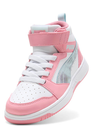 Sneakers alte bianche e rosa Puma Rebound V6 Mid Space Belle AC+PS